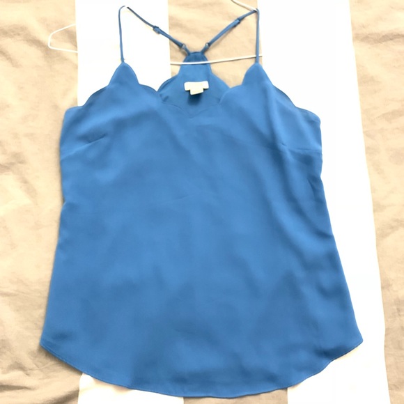 NEW J.Crew Scalloped Cami Blue - Picture 1 of 3